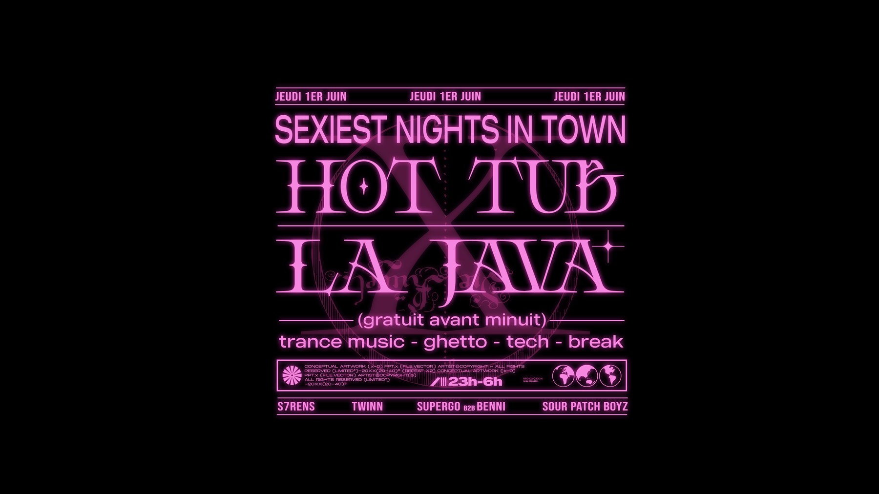 La Java x Hot Tub &mdash; banni&egrave;re typographie n&eacute;on rose