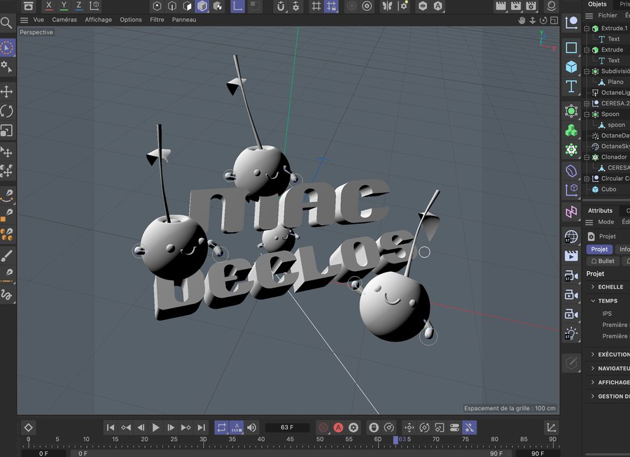 Capture d'&eacute;cran, process de rendu 3D Mac Declos