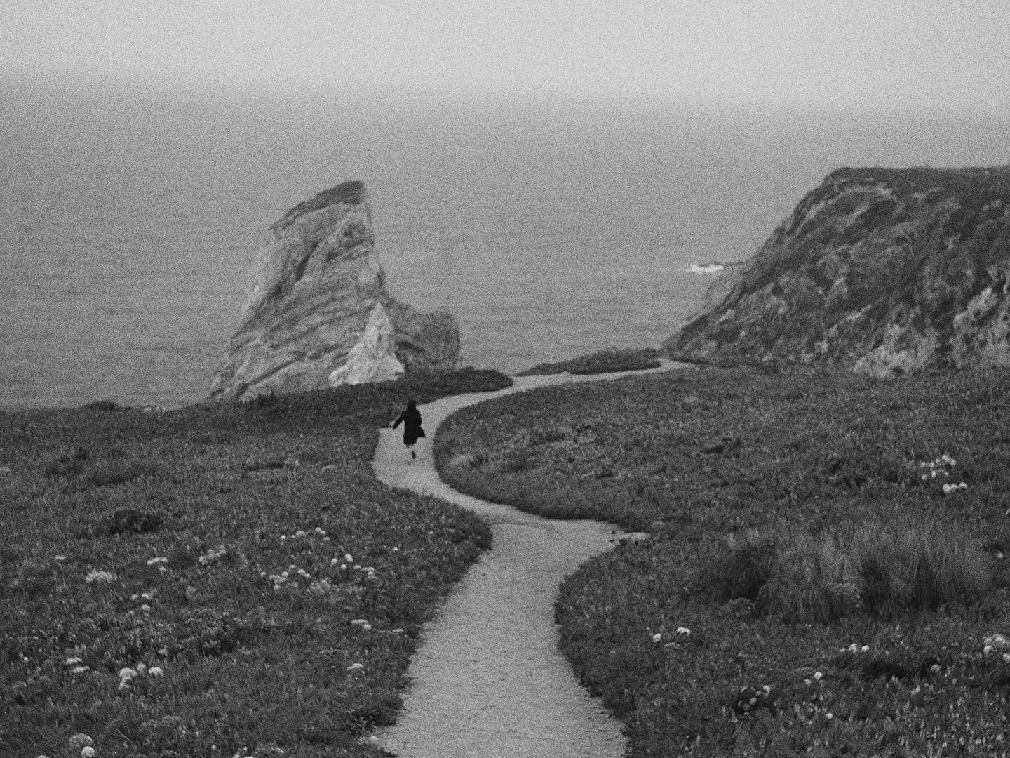 Sentier c&ocirc;tier menant vers un rocher en mer